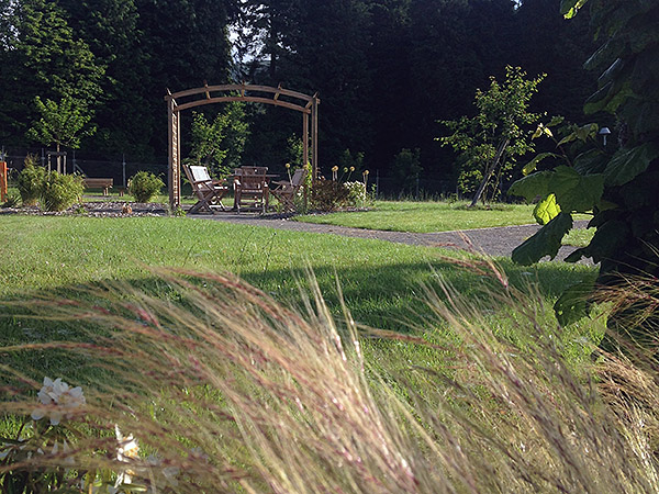 Vue d'ensemble du jardin de soins du Centre Hospitalier de Saint-Vaury