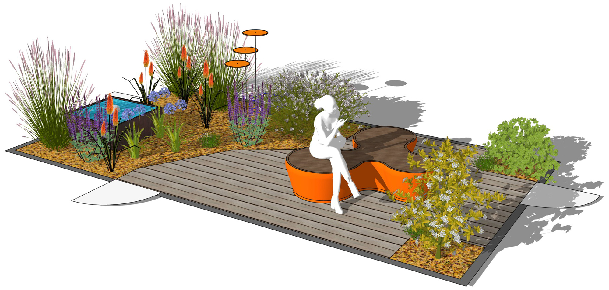 simulation 3D du patio contemplatif avant réalisation